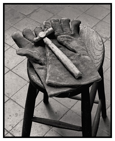 hammer with gloves